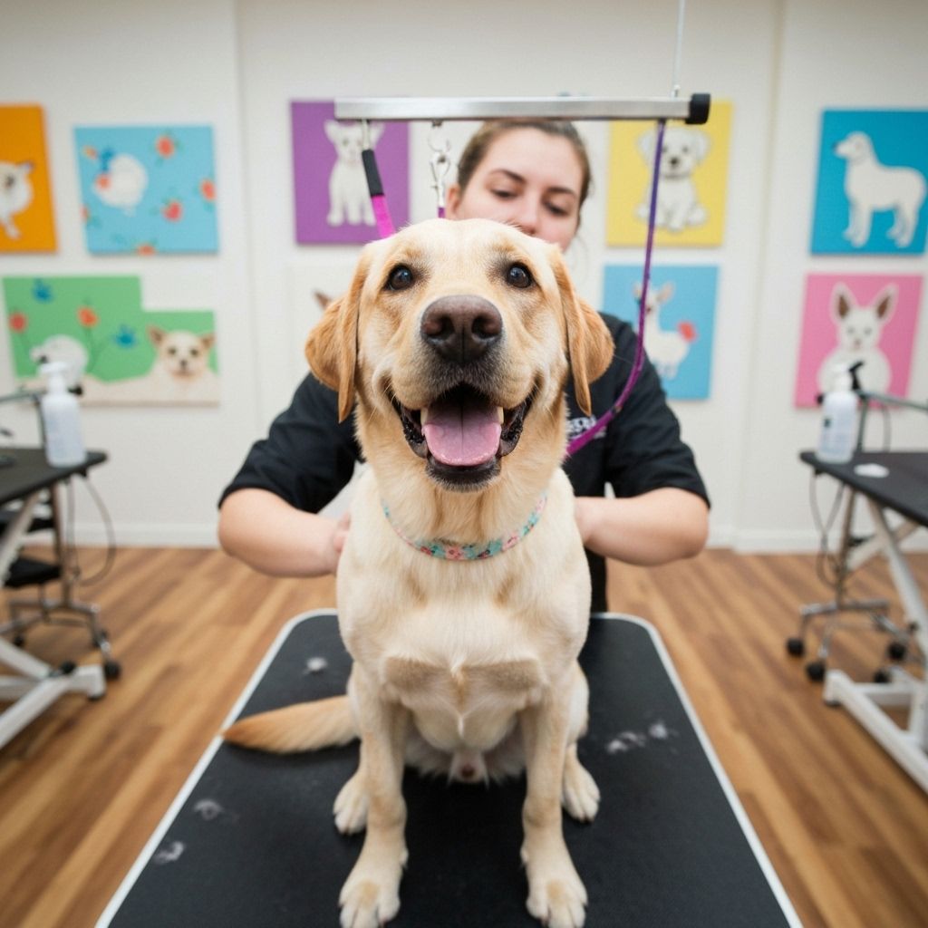 Perro feliz en peluquería